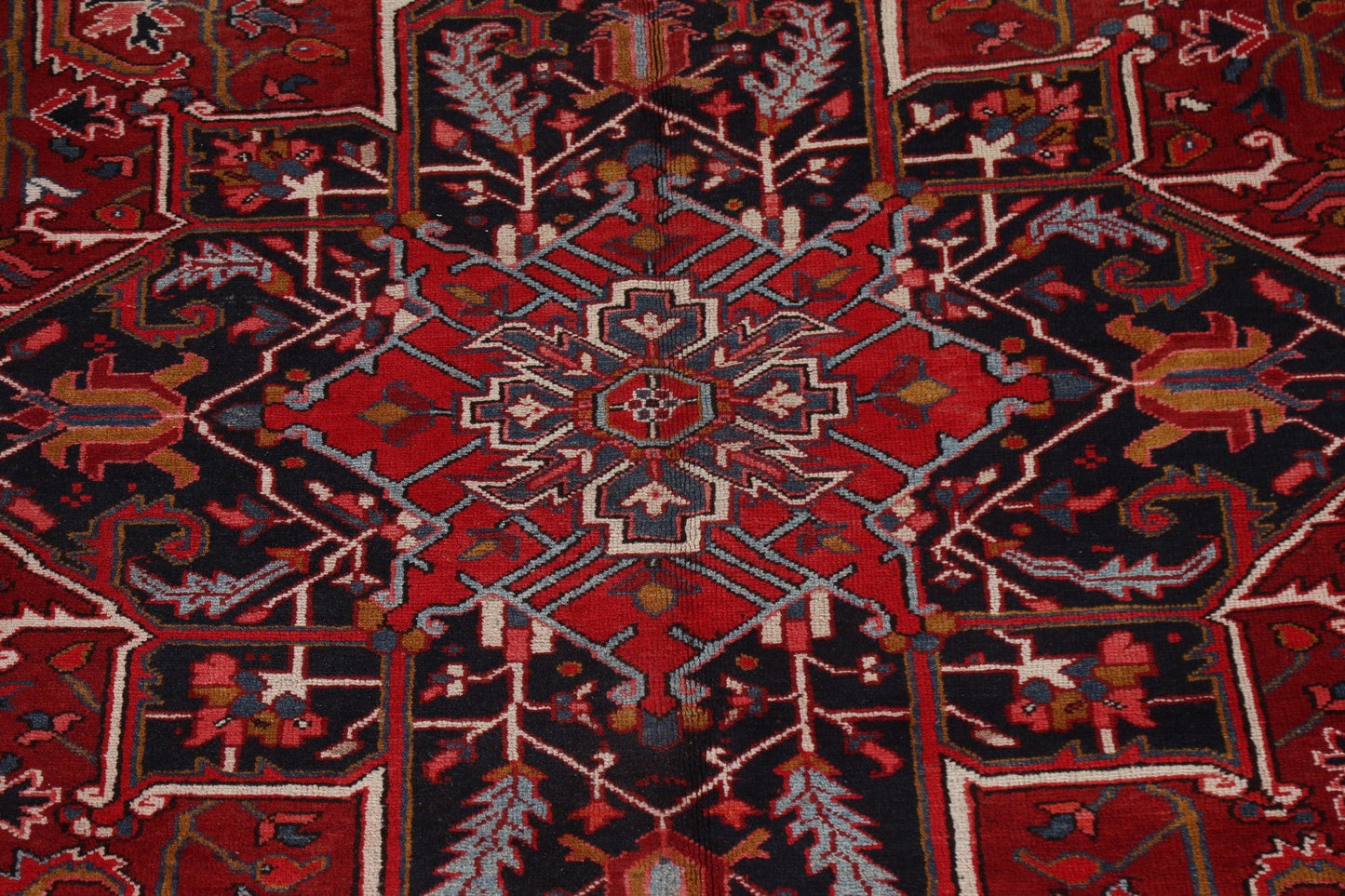 Vintage Red Wool Heriz Persian Area Rug 9x11