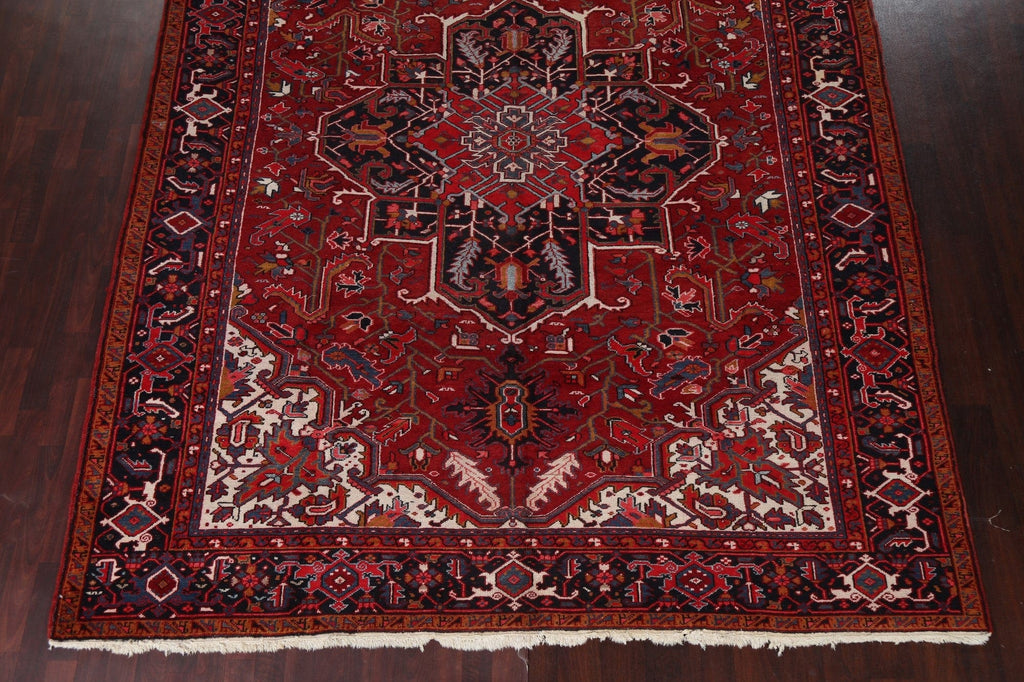 Vintage Red Wool Heriz Persian Area Rug 9x11