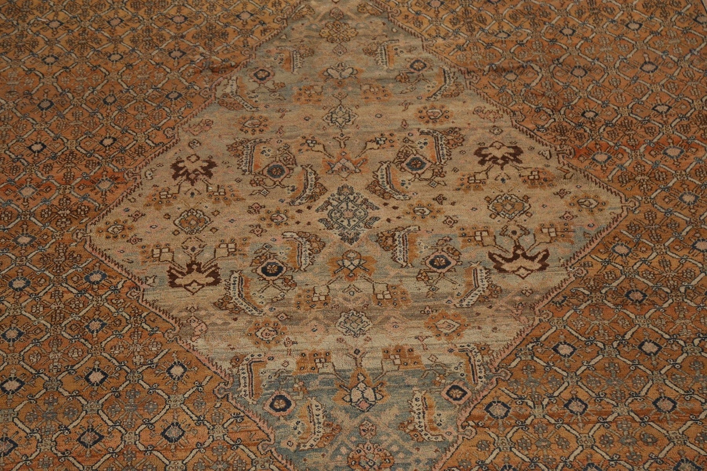 Pre-1900 Antique Vegetable Dye Bibikabad Persian Rug 13x20