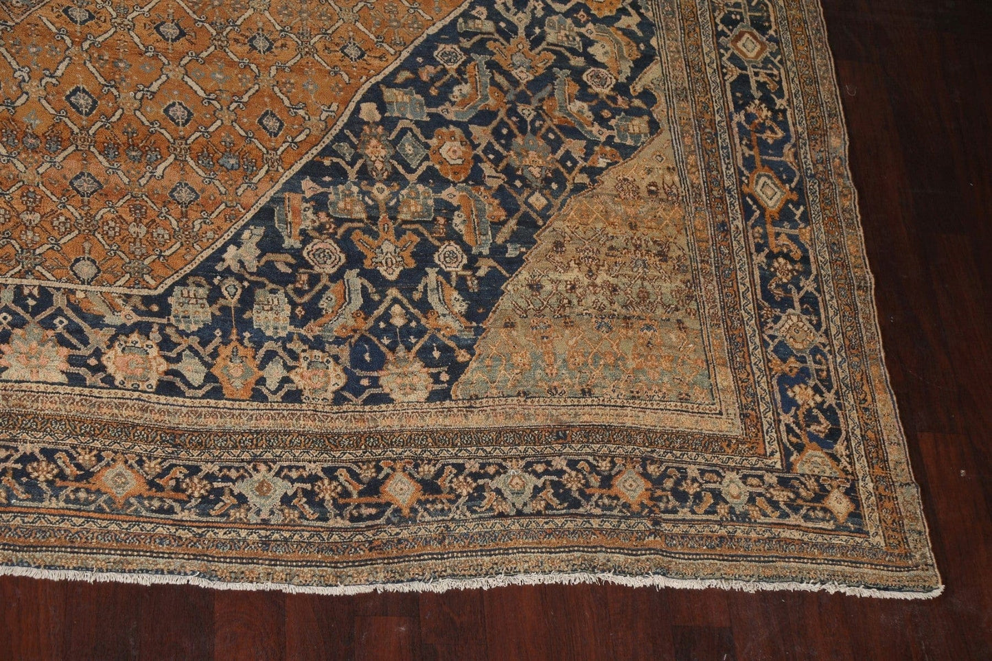 Pre-1900 Antique Vegetable Dye Bibikabad Persian Rug 13x20