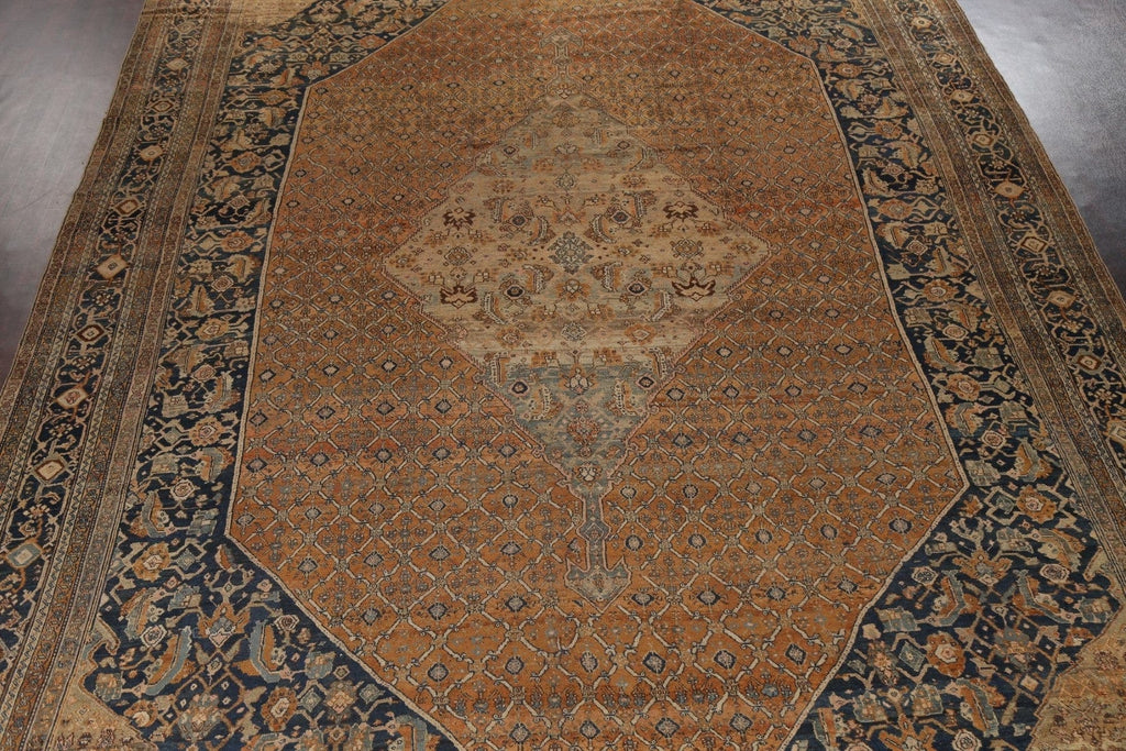 Pre-1900 Antique Vegetable Dye Bibikabad Persian Rug 13x20