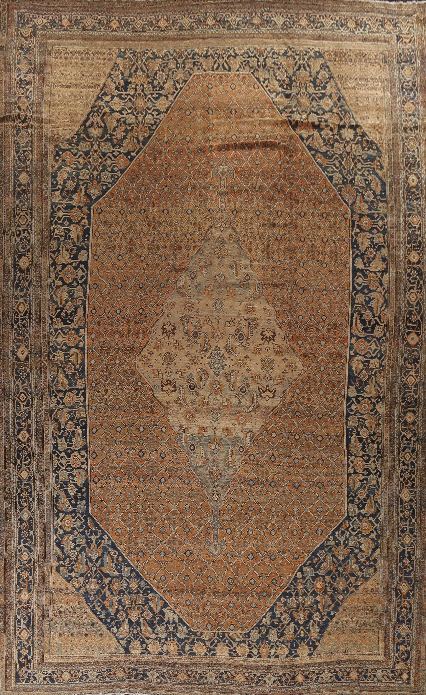 Pre-1900 Antique Vegetable Dye Bibikabad Persian Rug 13x20