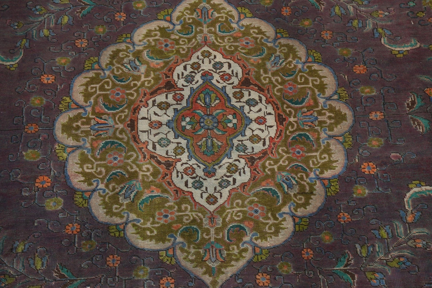 Distressed Over-Dye Tabriz Persian Area Rug 9x12