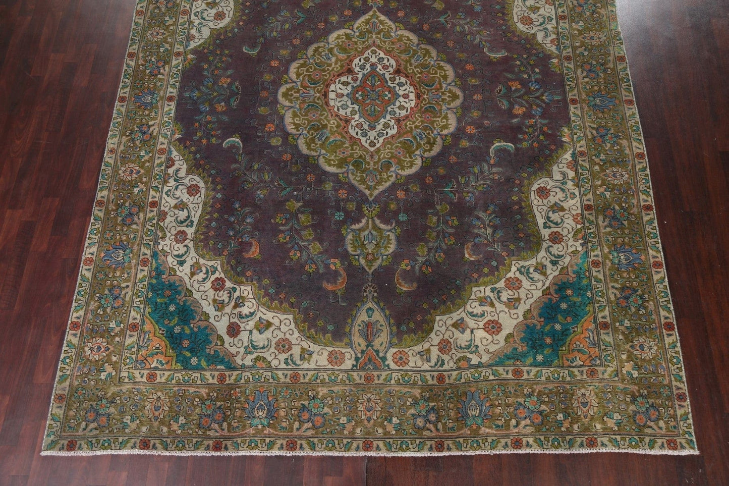 Distressed Over-Dye Tabriz Persian Area Rug 9x12