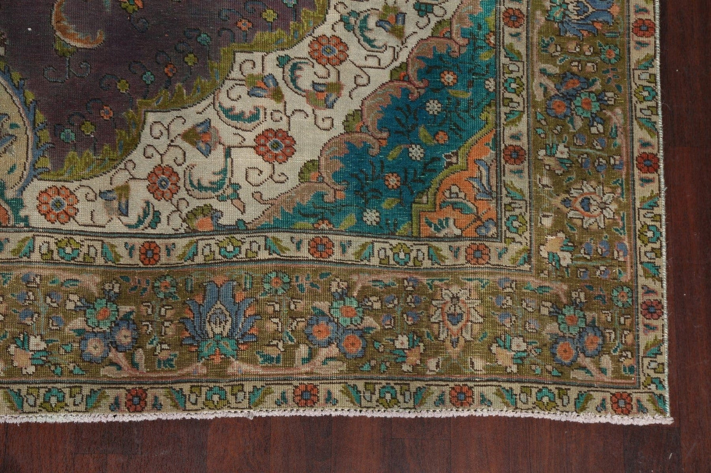 Distressed Over-Dye Tabriz Persian Area Rug 9x12