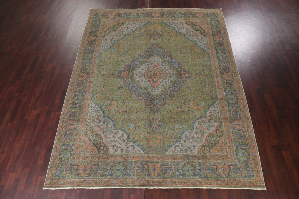 Distressed Over-Dye Tabriz Persian Area Rug 10x12