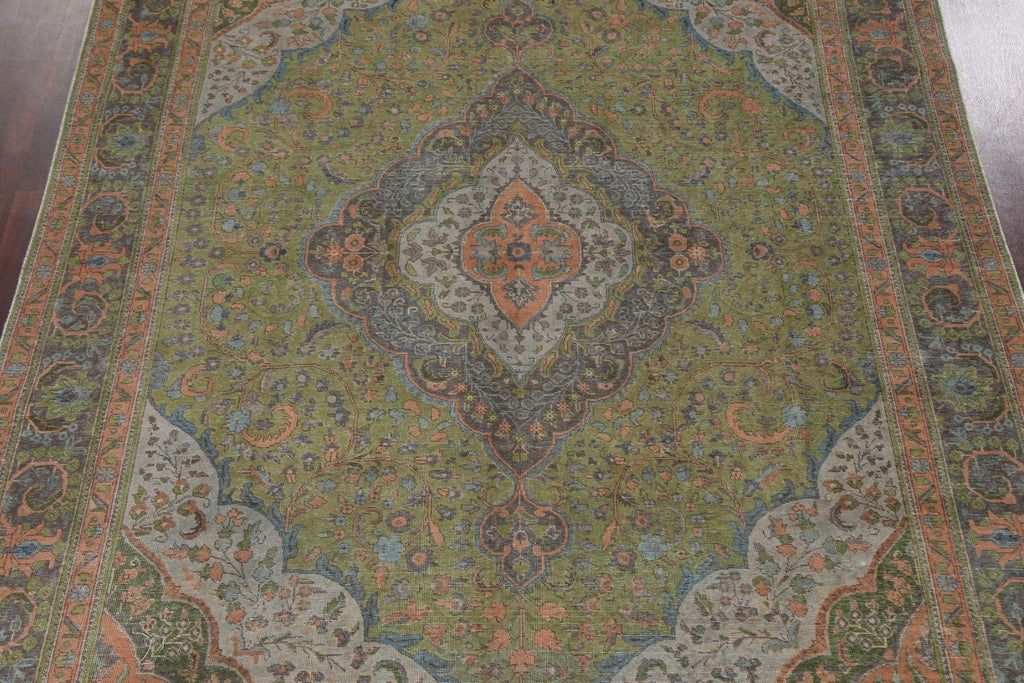 Distressed Over-Dye Tabriz Persian Area Rug 10x12