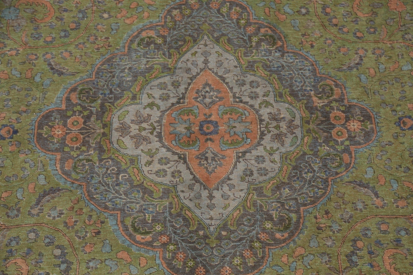 Distressed Over-Dye Tabriz Persian Area Rug 10x12