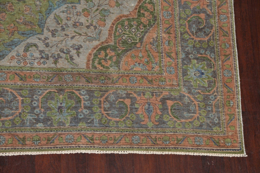 Distressed Over-Dye Tabriz Persian Area Rug 10x12