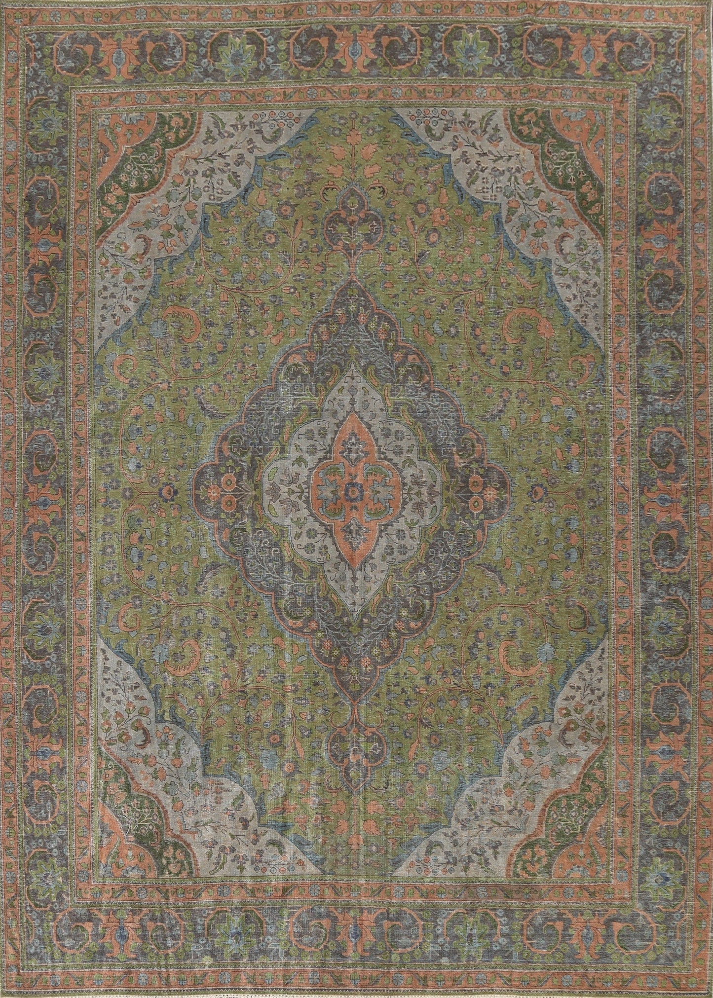 Distressed Over-Dye Tabriz Persian Area Rug 10x12