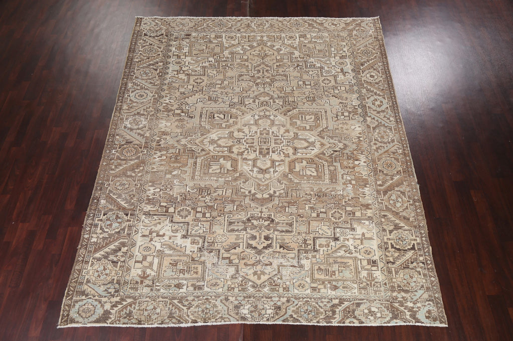 Vintage Geometric Heriz Persian Area Rug 9x11