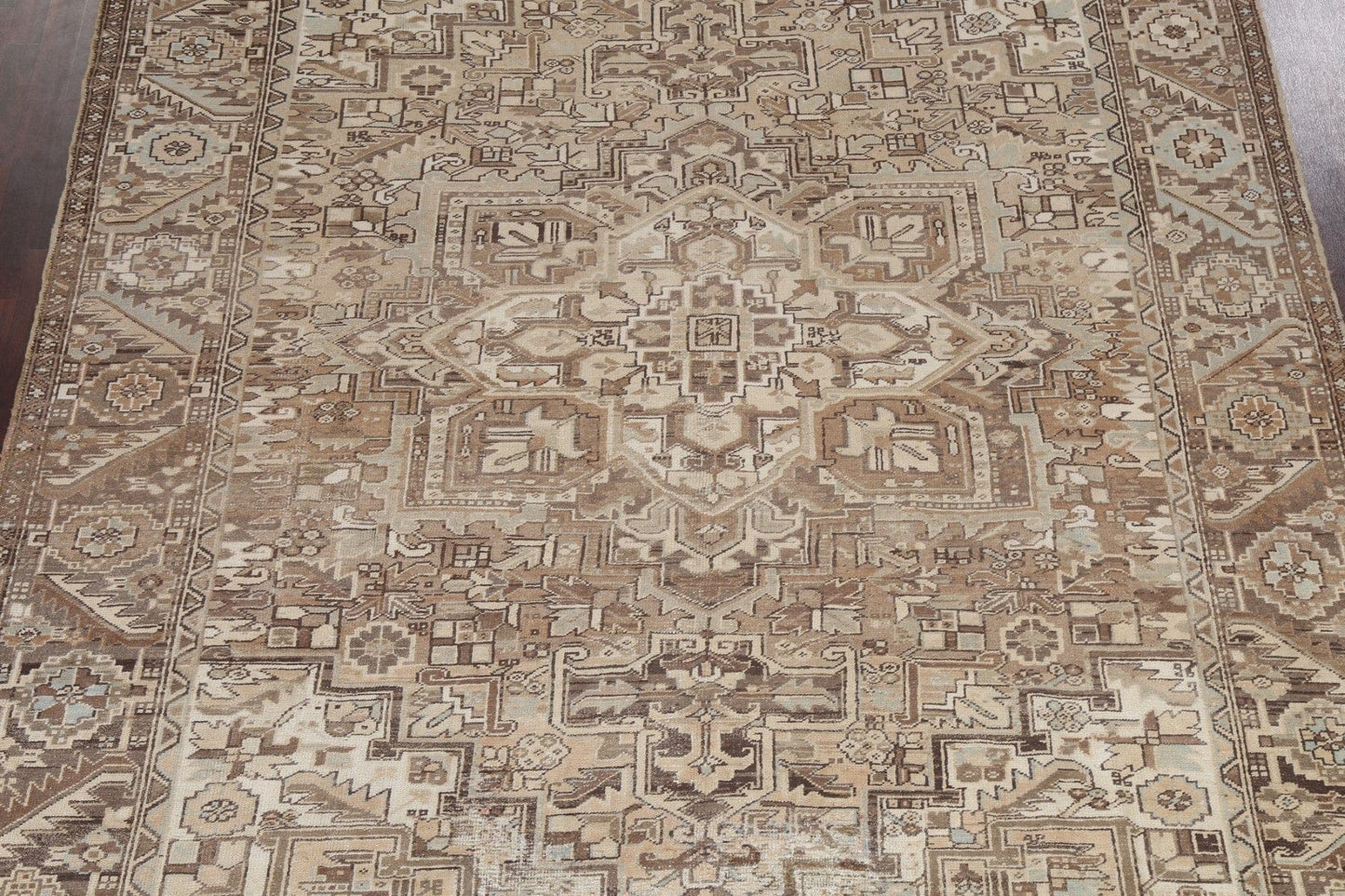 Vintage Geometric Heriz Persian Area Rug 9x11