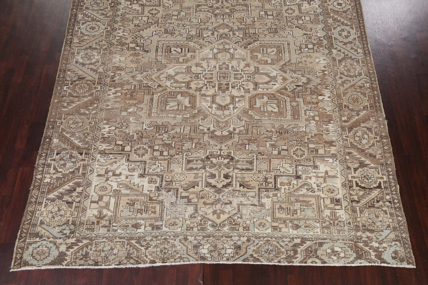 Vintage Geometric Heriz Persian Area Rug 9x11