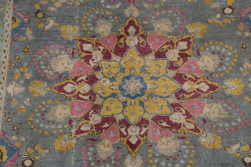 Distressed Over-Dye Mashad Persian Area Rug 6x9