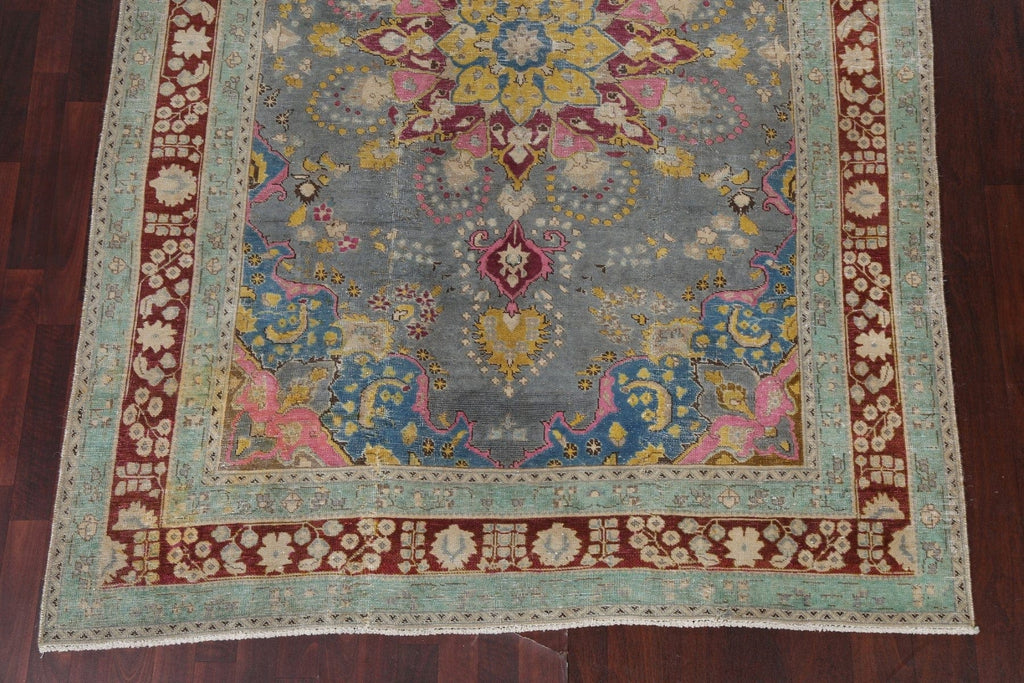 Distressed Over-Dye Mashad Persian Area Rug 6x9