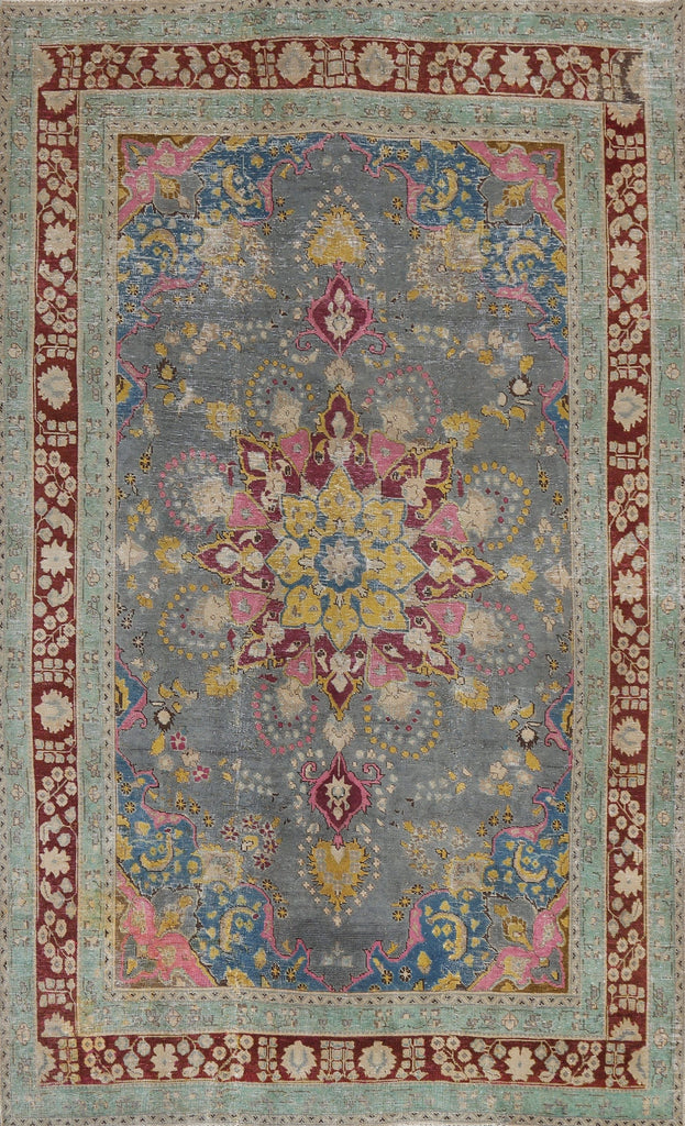 Distressed Over-Dye Mashad Persian Area Rug 6x9