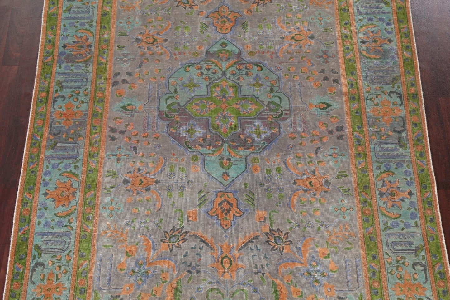 Distressed Over-Dye Tabriz Persian Area Rug 6x10