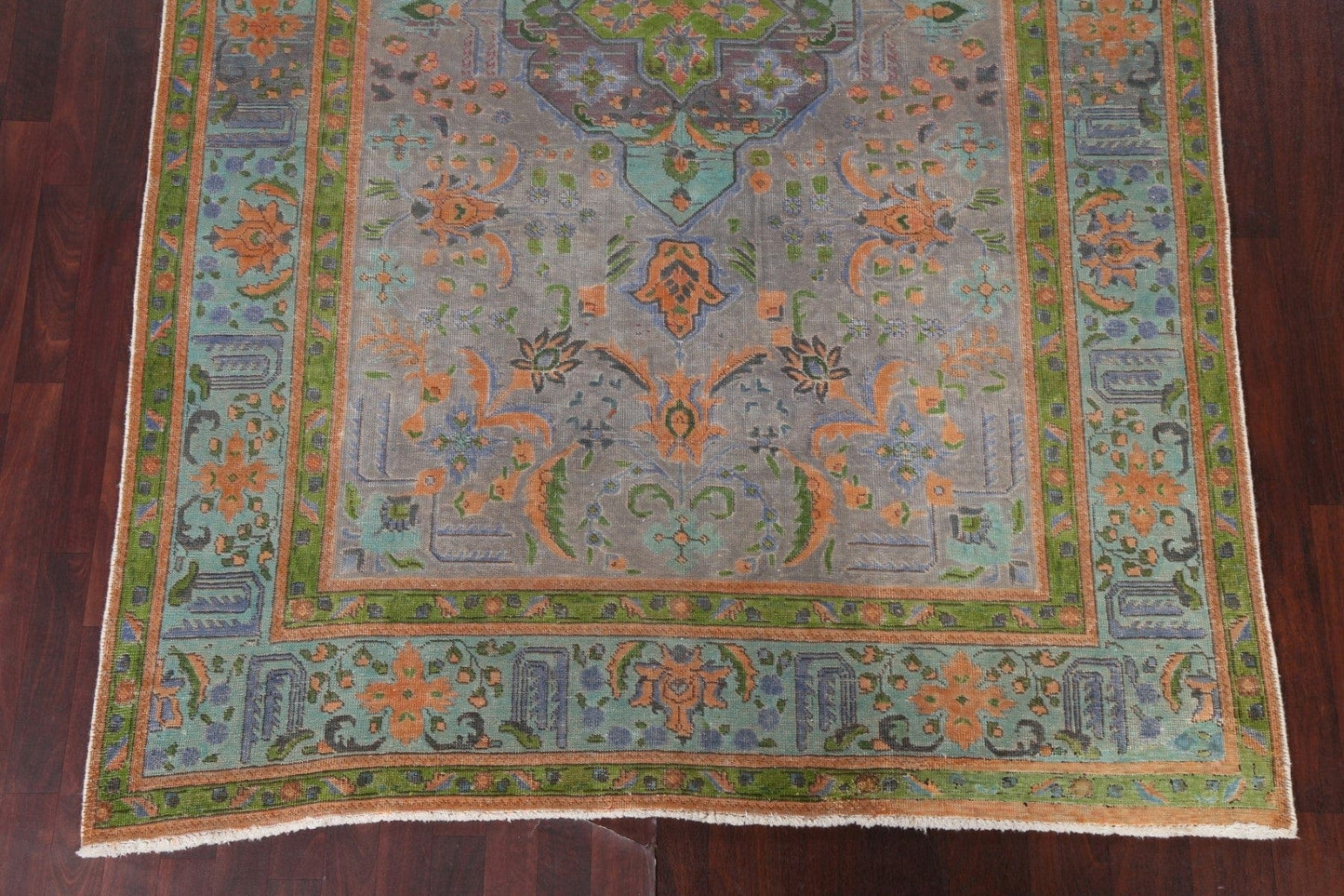 Distressed Over-Dye Tabriz Persian Area Rug 6x10