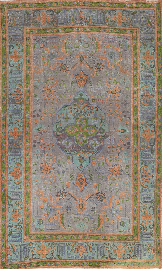 Distressed Over-Dye Tabriz Persian Area Rug 6x10