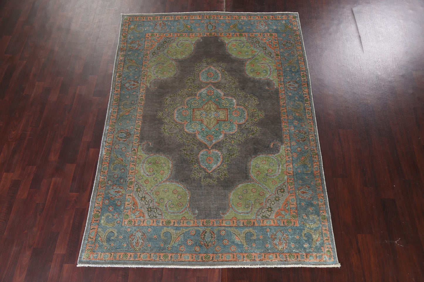 Distressed Over-Dye Tabriz Persian Area Rug 6x10