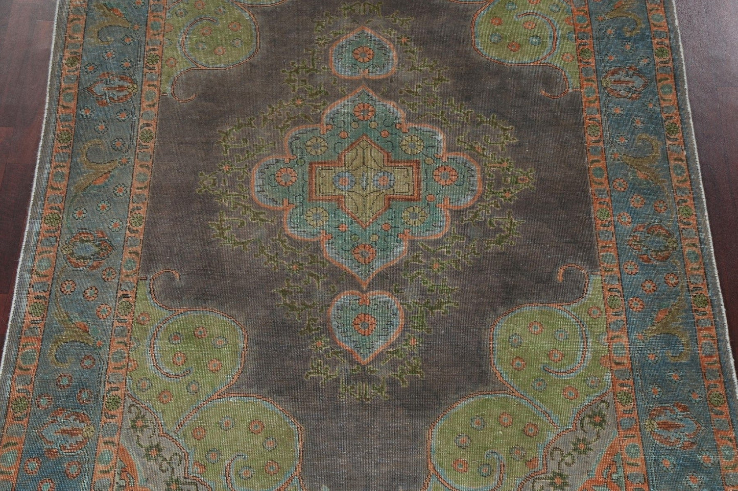 Distressed Over-Dye Tabriz Persian Area Rug 6x10