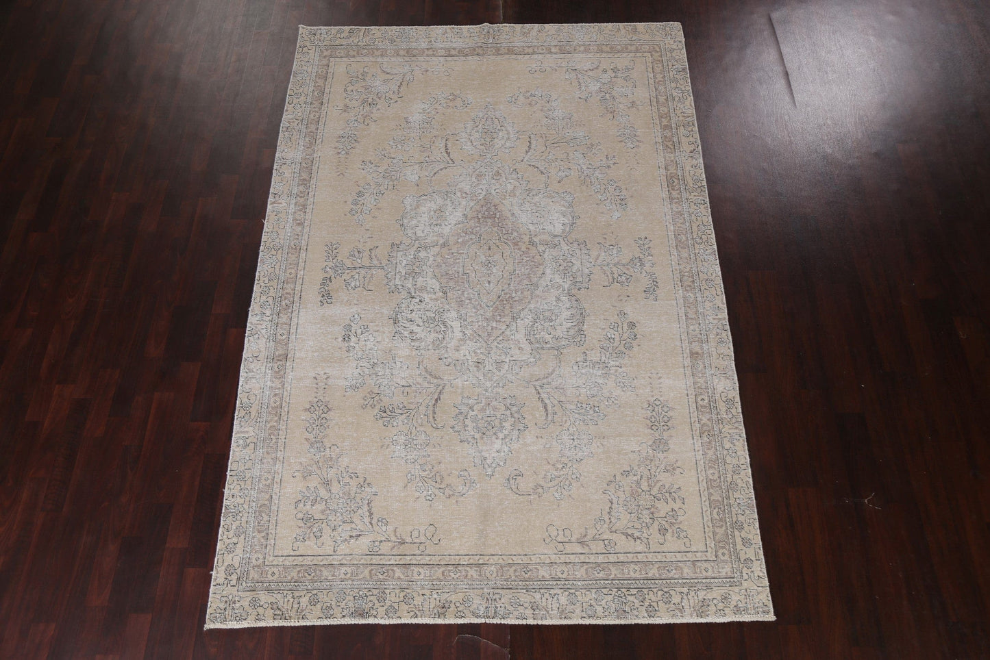 Distressed Vintage Tabriz Persian Area Rug 7x10