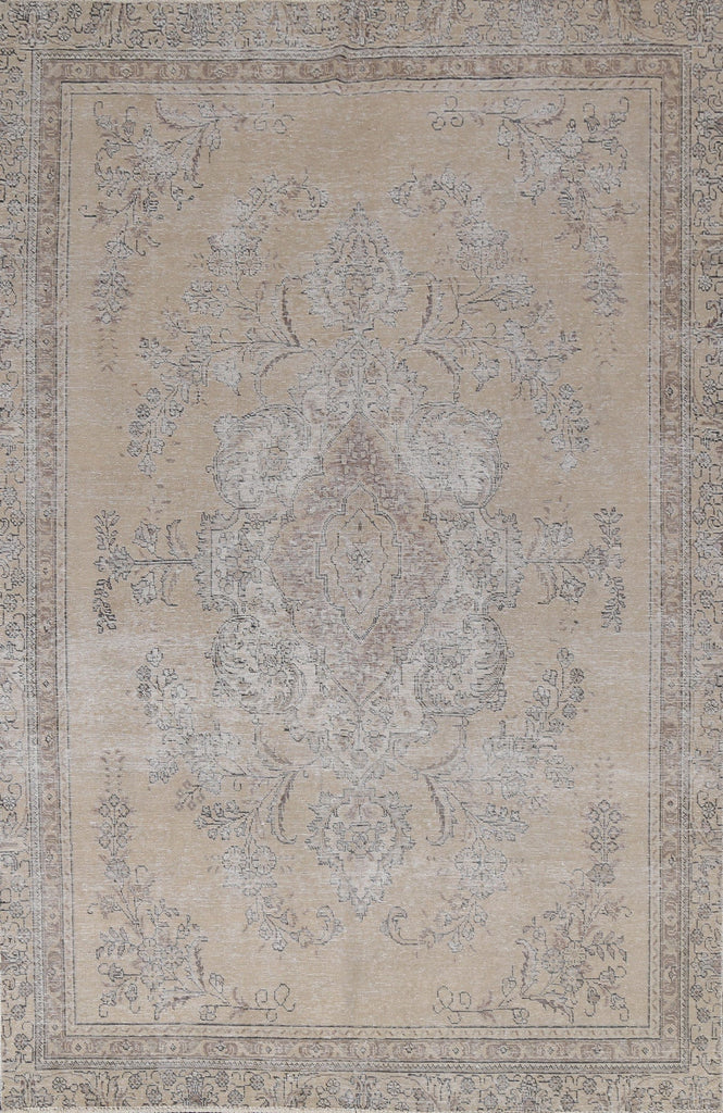 Distressed Vintage Tabriz Persian Area Rug 7x10