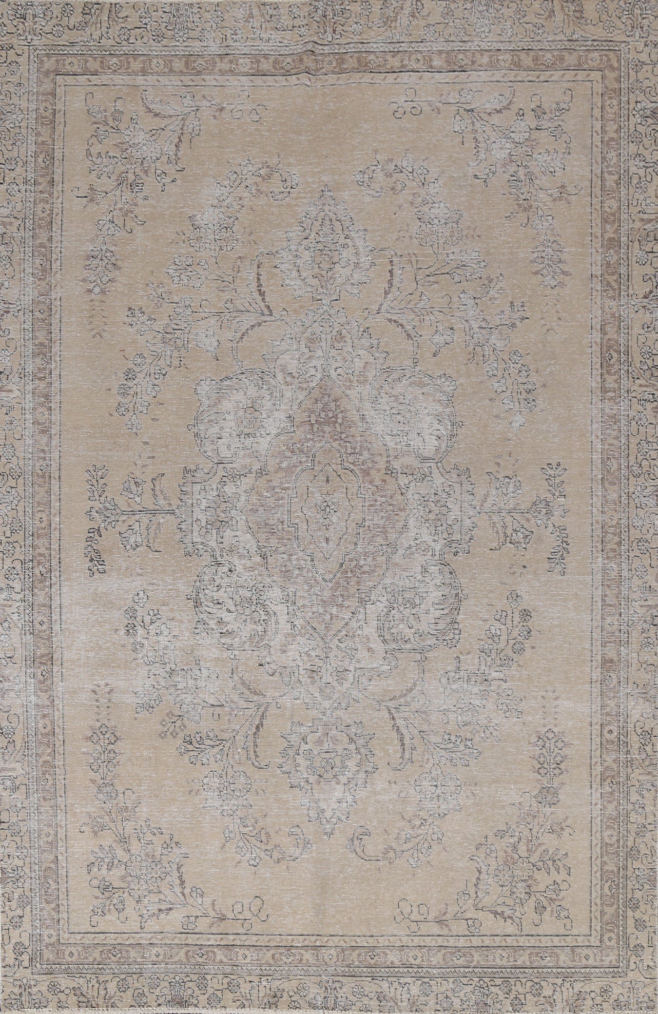 Distressed Vintage Tabriz Persian Area Rug 7x10