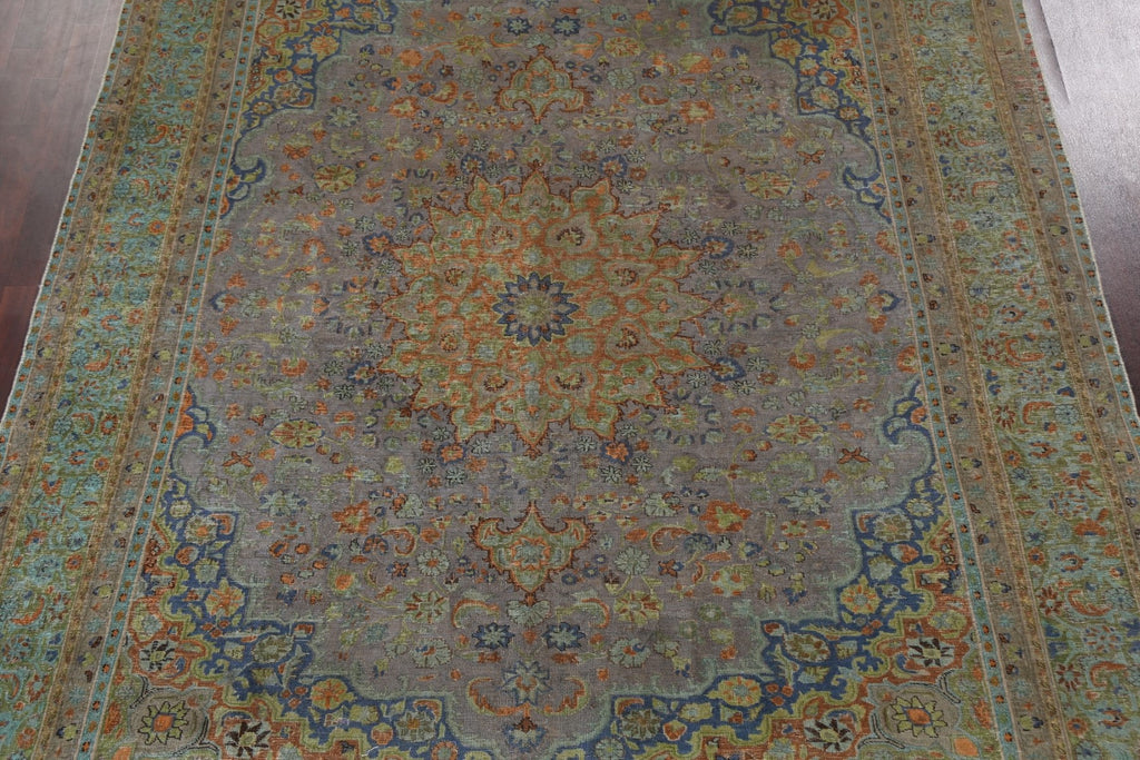 Distressed Over-Dye Mashad Persian Area Rug 9x12