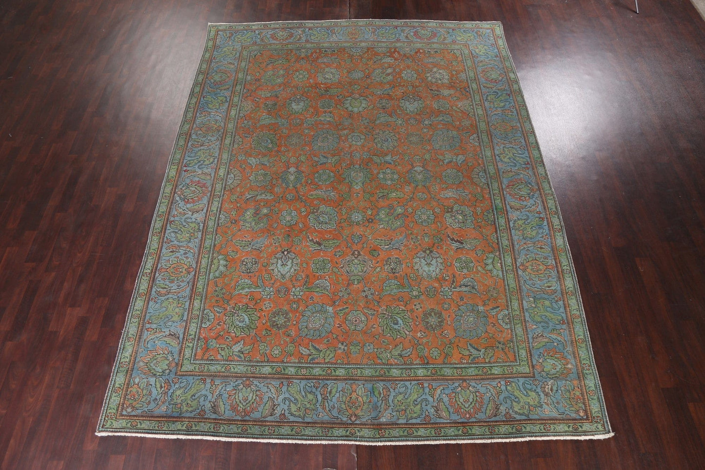 Vintage Floral Tabriz Persian Area Rug 10x13