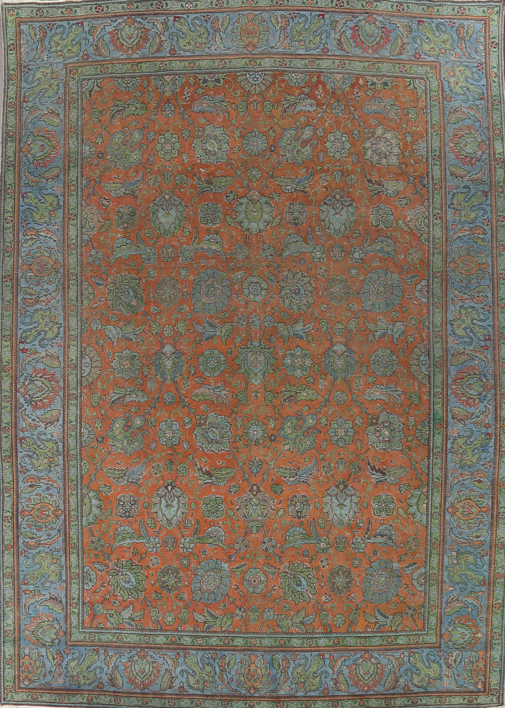 Vintage Floral Tabriz Persian Area Rug 10x13