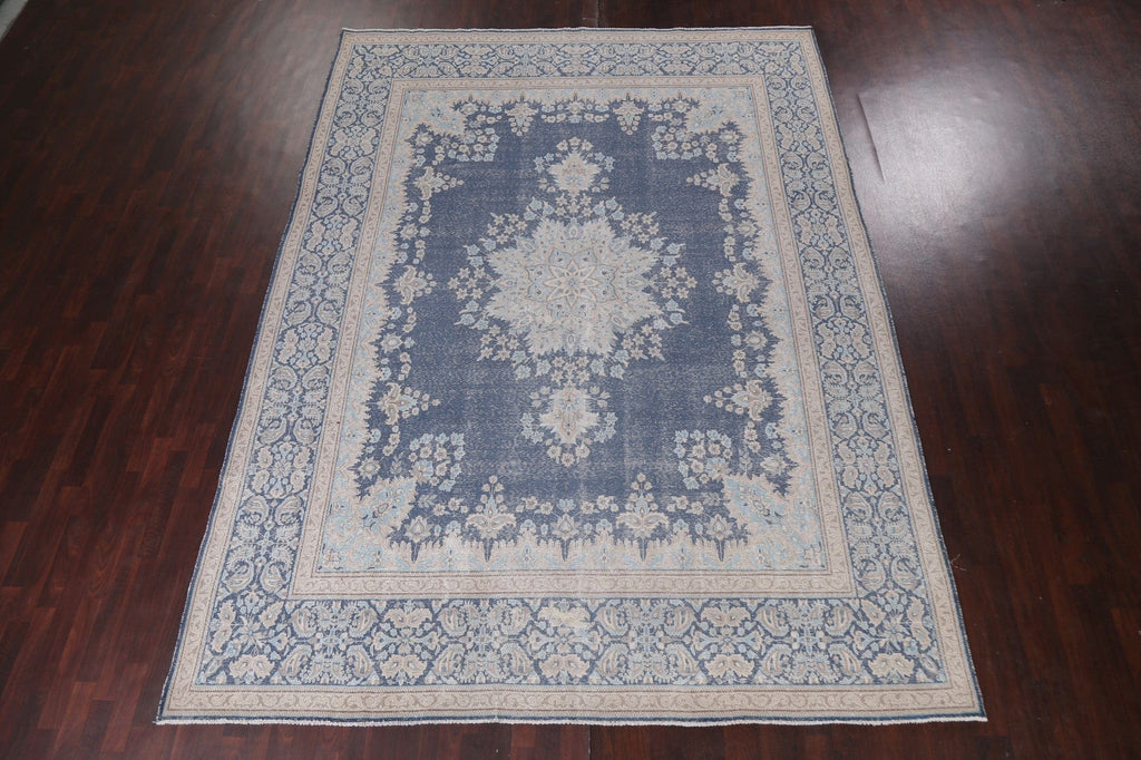 Distressed Wool Kerman Persian Area Rug 10x13