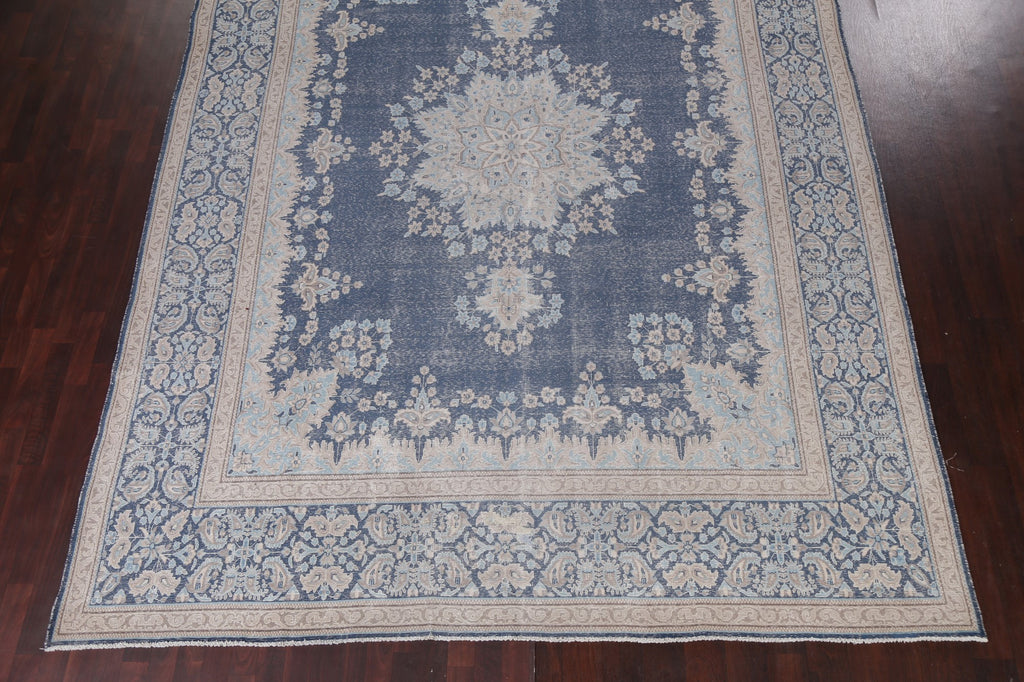 Distressed Wool Kerman Persian Area Rug 10x13