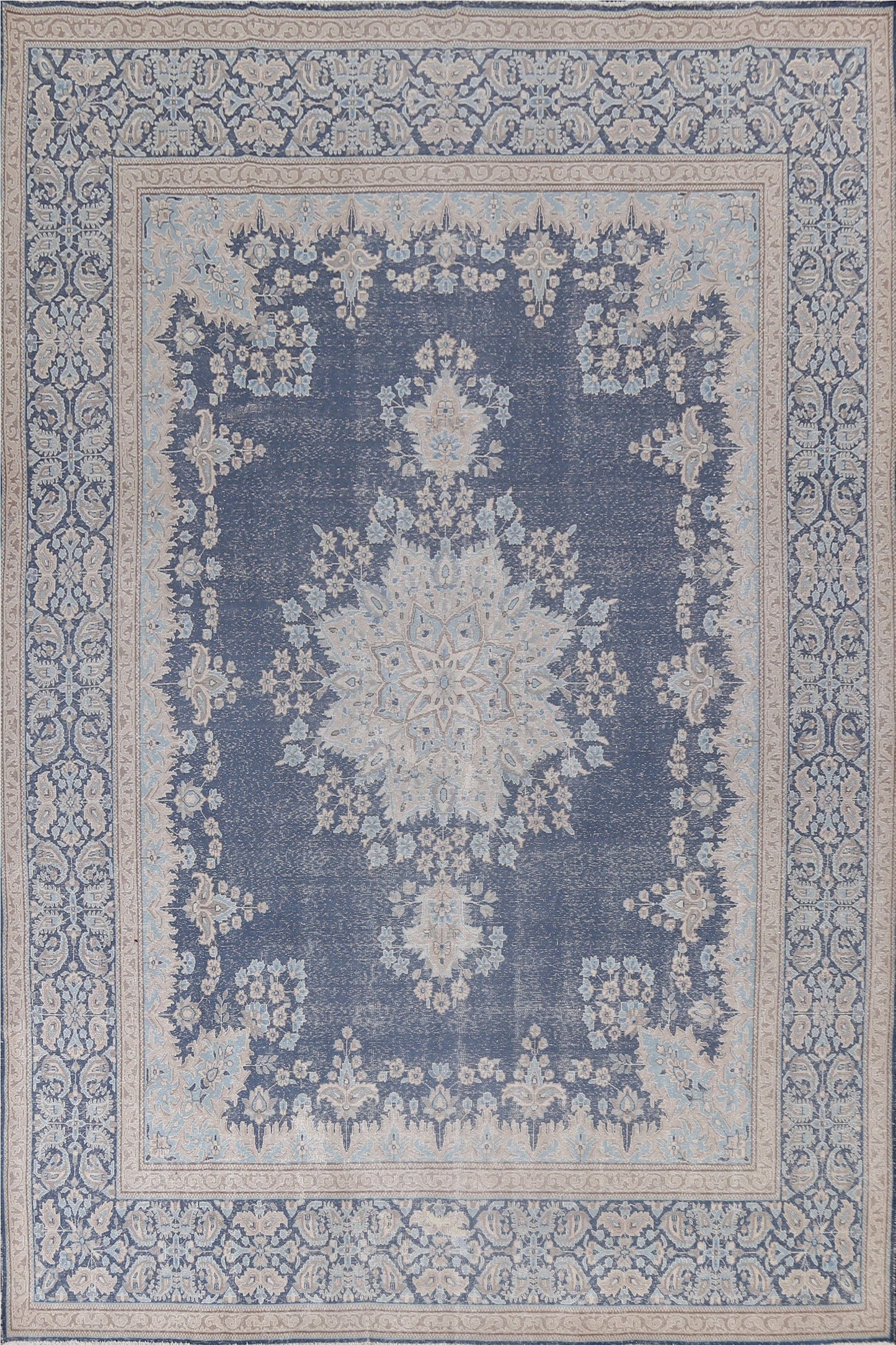 Distressed Wool Kerman Persian Area Rug 10x13