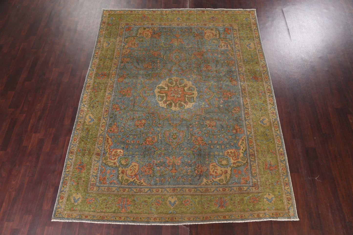 Distressed Over-Dye Tabriz Persian Area Rug 8x11