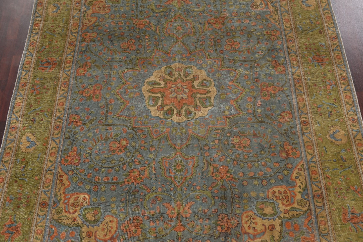 Distressed Over-Dye Tabriz Persian Area Rug 8x11