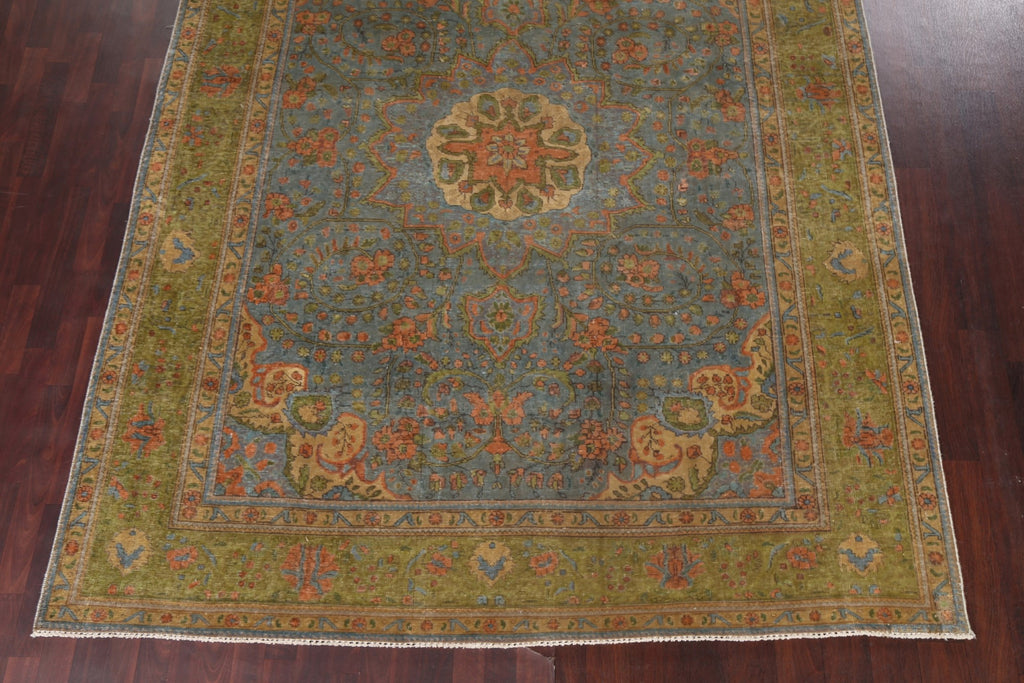 Distressed Over-Dye Tabriz Persian Area Rug 8x11