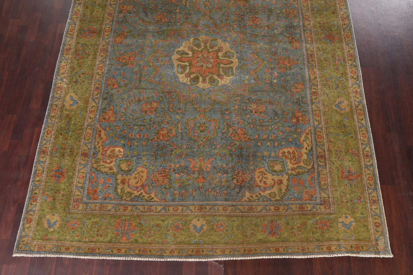 Distressed Over-Dye Tabriz Persian Area Rug 8x11