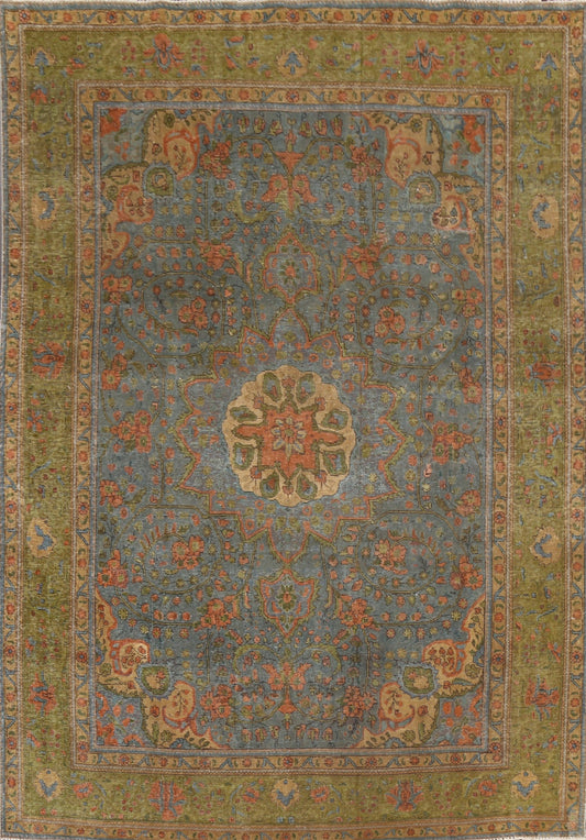 Distressed Over-Dye Tabriz Persian Area Rug 8x11