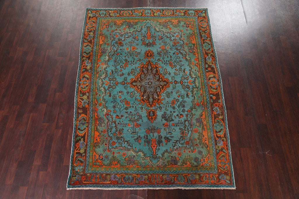 Distressed Over-Dye Hamedan Persian Area Rug 6x10