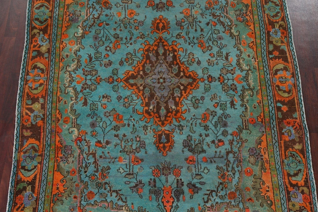 Distressed Over-Dye Hamedan Persian Area Rug 6x10