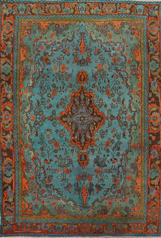 Distressed Over-Dye Hamedan Persian Area Rug 6x10