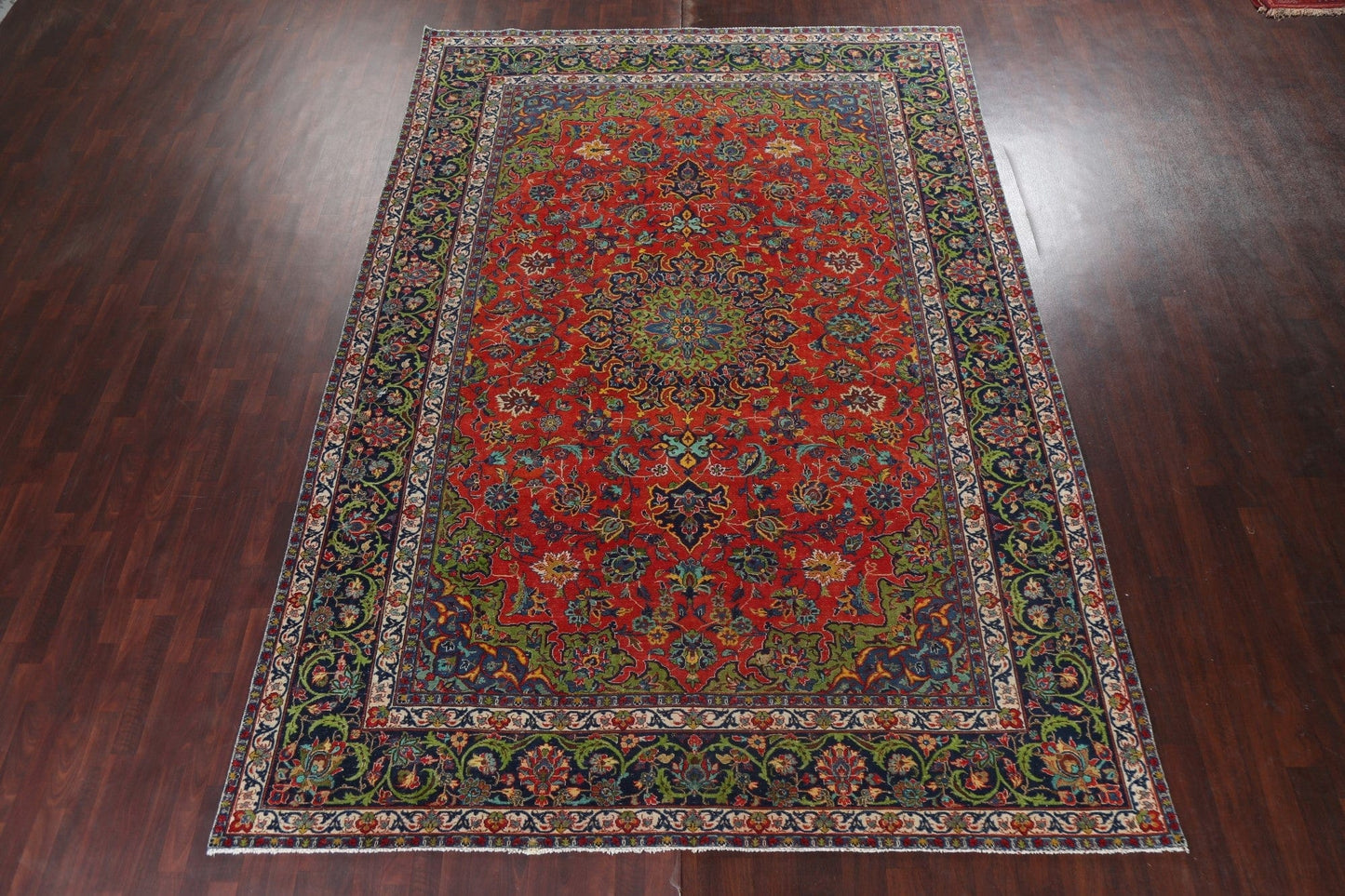 Vintage Red Najafabad Persian Area Rug 9x13
