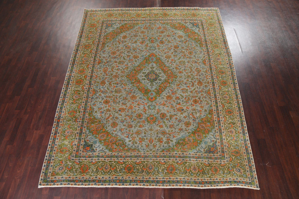 Distressed Over-Dye Kashan Persian Area Rug 9x12