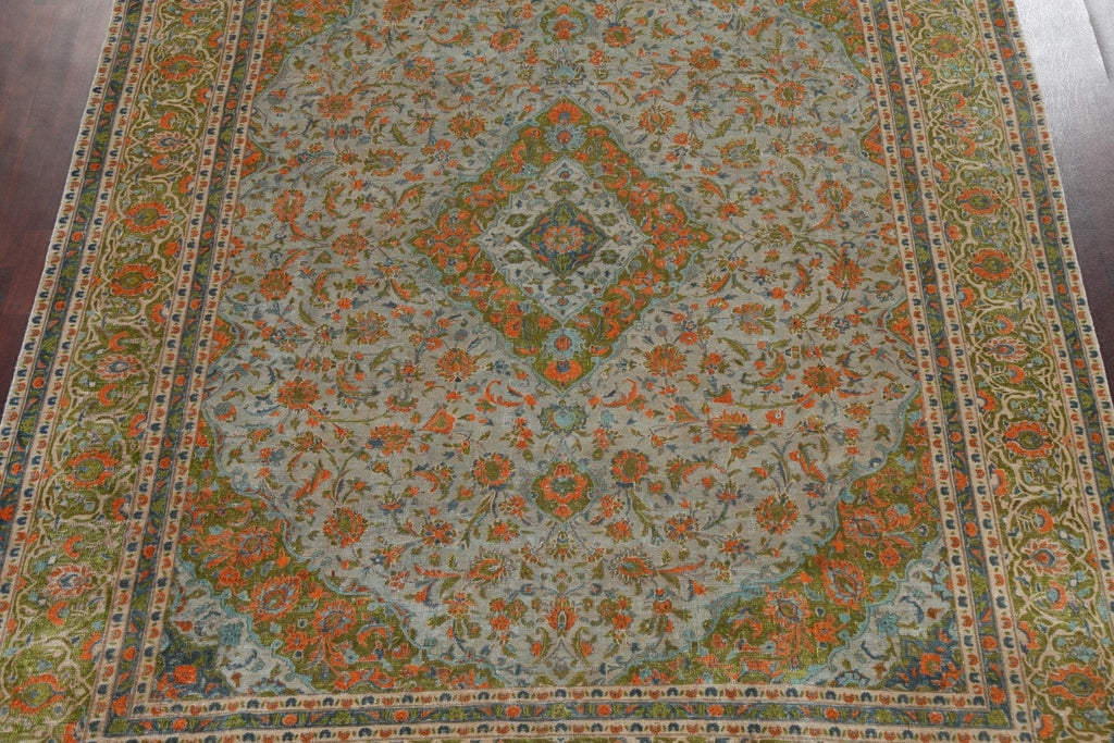 Distressed Over-Dye Kashan Persian Area Rug 9x12