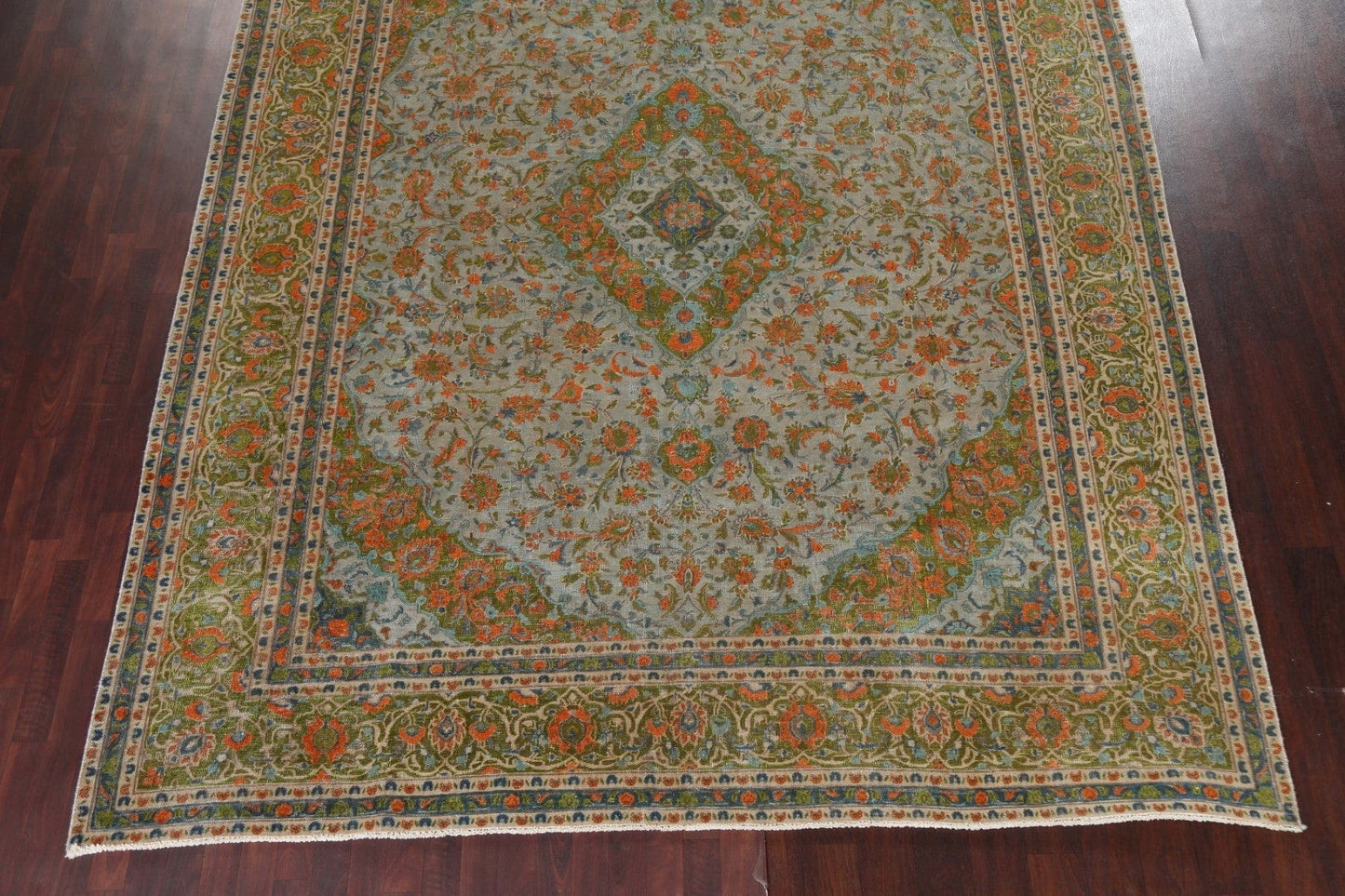 Distressed Over-Dye Kashan Persian Area Rug 9x12