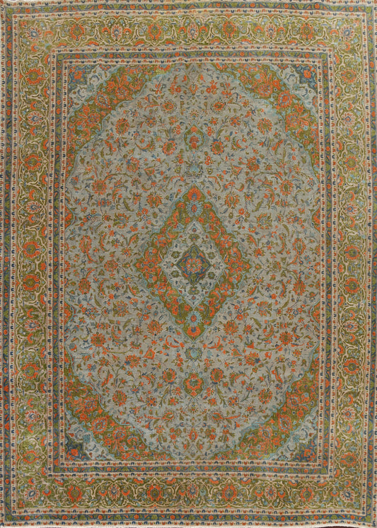 Distressed Over-Dye Kashan Persian Area Rug 9x12