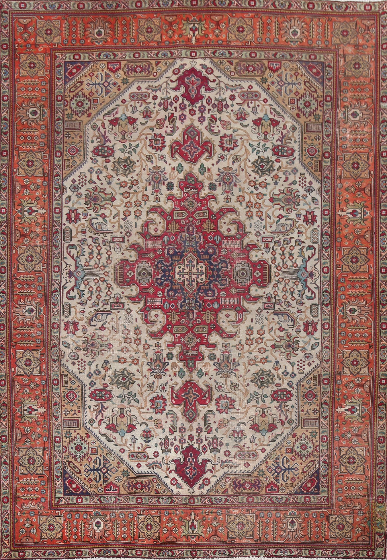 Vintage Tabriz Persian Area Rug 7x10