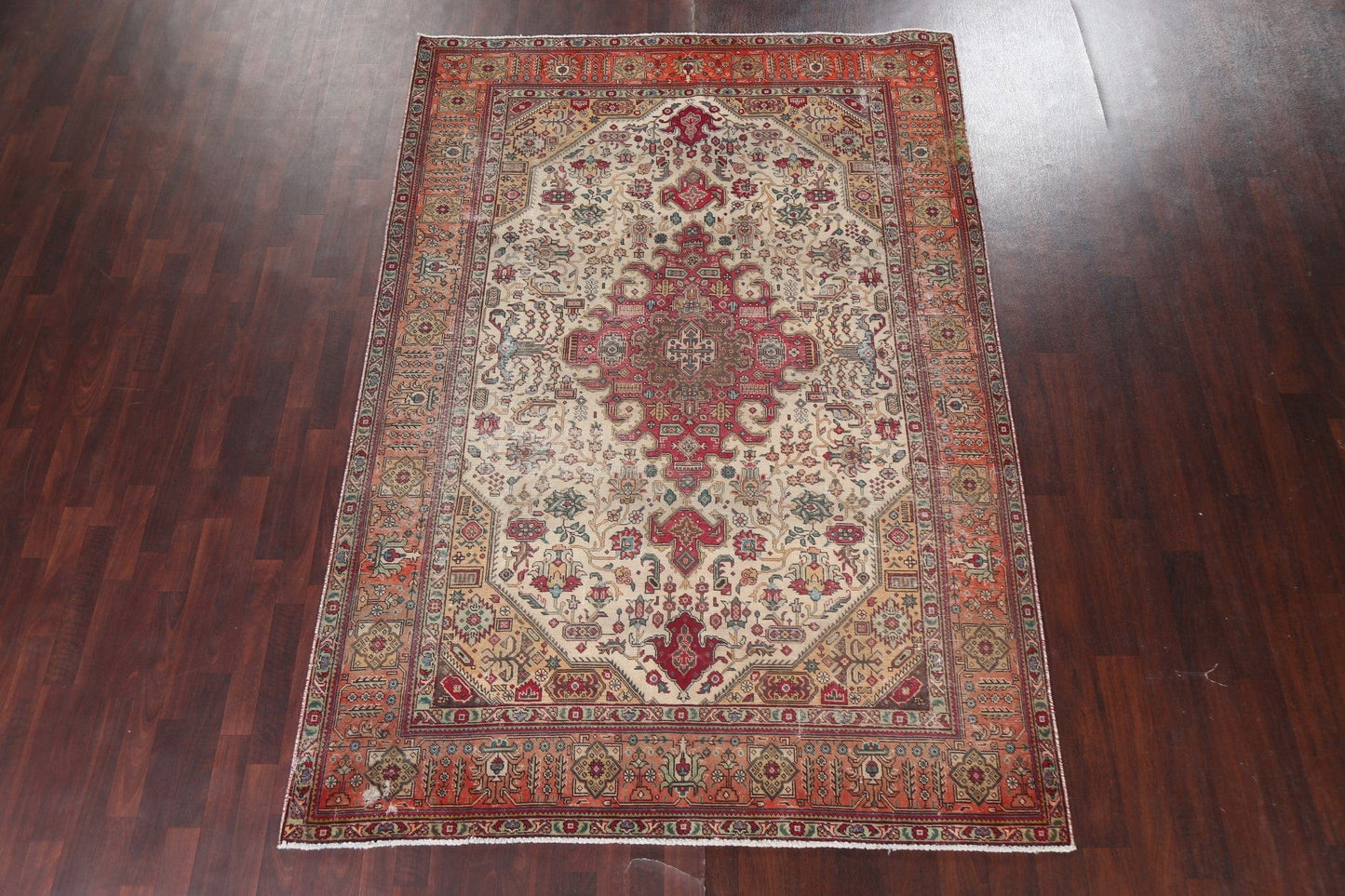 Vintage Wool Tabriz Persian Area Rug 7x10