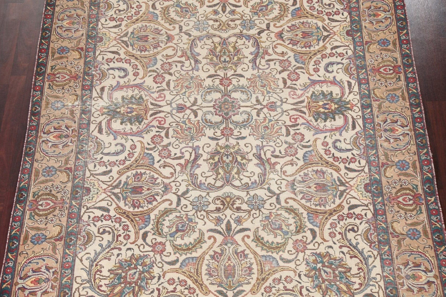 Vintage Floral Tabriz Persian Area Rug 7x9